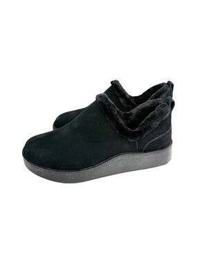 ABEO Pioneer Bootie Black Leather Suede Women 8.5 Faux Fur Lined Comfort Slip On